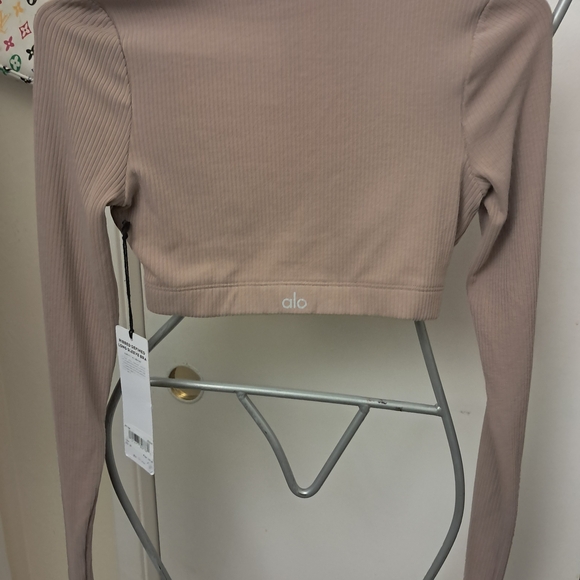 Alo Yoga Women's Ribbed Long Sleeve Top - Tan - Picture 2 of 5